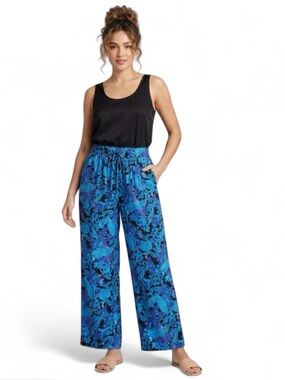 Vibrant Floral Blue & Purple Palazzo Pants